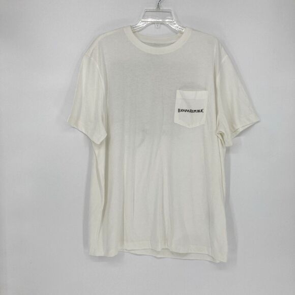 Banana Republic Safari Pocket Tee Mens XL Iguana Map White Logo Lizard Reptile - Picture 1 of 13